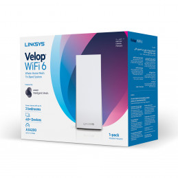 Linksys Velop – koko kodin älykäs kolmikaistainen Mesh WiFi 6 (AX4200), 1-pakkaus