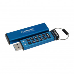 Kingston Technology IronKey Keypad 200 USB-muisti 256 GB USB A-tyyppi 3.2 Gen 1 (3.1 Gen 1) Sininen