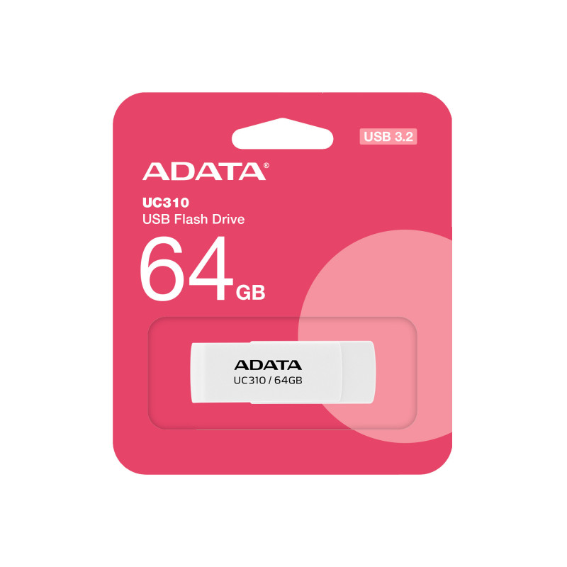 ADATA UC310 USB-muisti 64 GB USB A-tyyppi 3.2 Gen 1 (3.1 Gen 1) Valkoinen