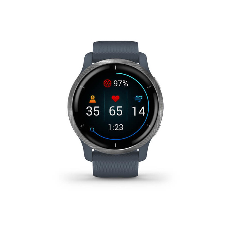 Garmin Venu 2 3,3 cm (1.3") AMOLED 45 mm Digitaalinen 416 x 416 pikseliä Kosketusnäyttö Hopea Wi-Fi GPS (satelliitti)