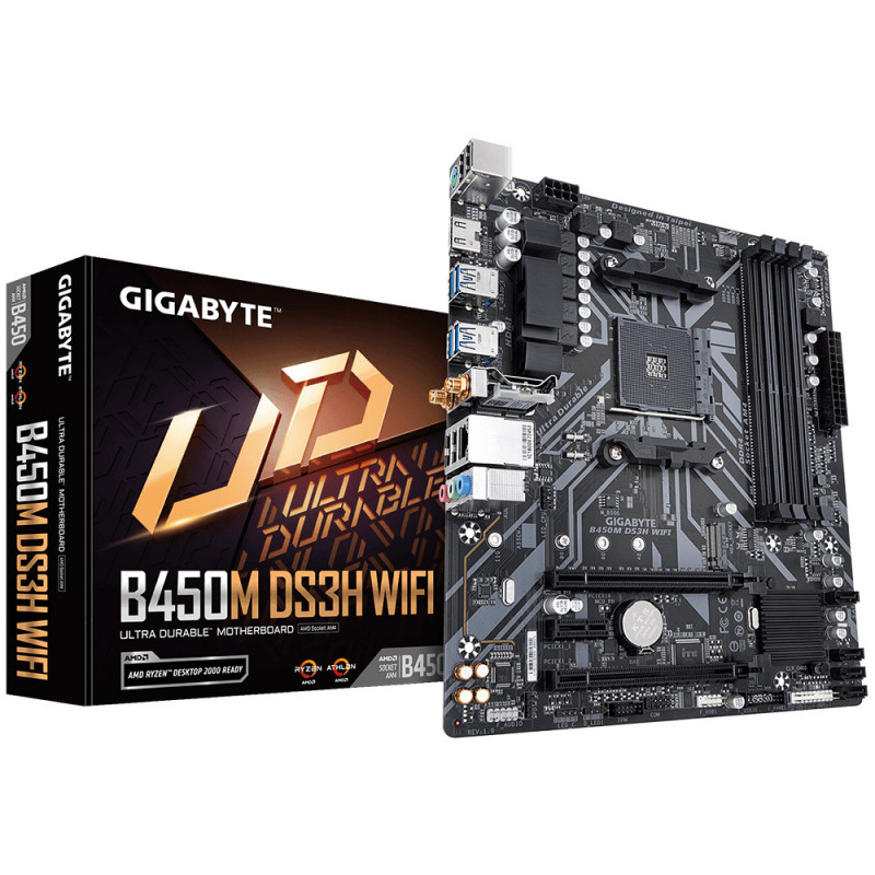 Gigabyte GA-B450M-DS3H-WIFI AMD B450 Kanta AM4 mikro ATX