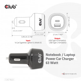 CLUB3D USB KFZ-Ladegerät 1xUSB C A 63W 12 24V retail