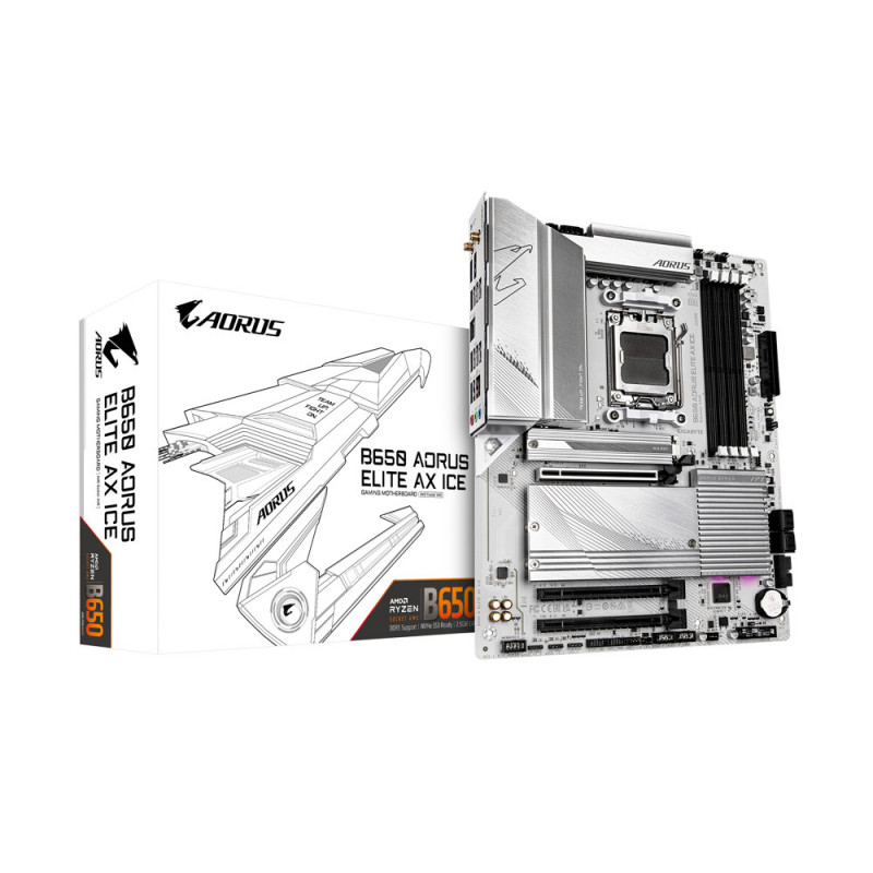 AORUS B650 ELITE AX ICE emolevy AMD B650 Pistoke AM5 ATX