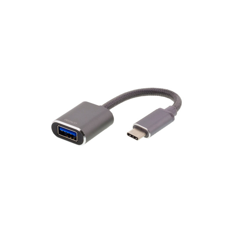 Deltaco USBC-1279 USB-kaapeli 0,11 m USB A Musta