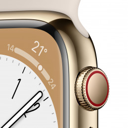 Apple Watch Series 8 OLED 45 mm Digitaalinen 396 x 484 pikseliä Kosketusnäyttö 4G Kulta Wi-Fi GPS (satelliitti)