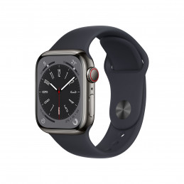 Apple Watch Series 8 OLED 41 mm Digitaalinen 352 x 430 pikseliä Kosketusnäyttö 4G Grafiitti Wi-Fi GPS (satelliitti)