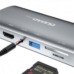 DUDAO A15PRO kannettavien tietokoneiden telakka ja porttitoistin Langallinen USB 3.2 Gen 1 (3.1 Gen 1) Type-A + Type-C Harmaa