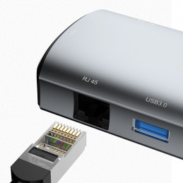 DUDAO A15PRO kannettavien tietokoneiden telakka ja porttitoistin Langallinen USB 3.2 Gen 1 (3.1 Gen 1) Type-A + Type-C Harmaa
