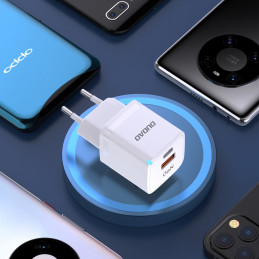 DUDAO A13Pro GAN Adapter 33W 1x USB-C 1x USB-A Universaali Valkoinen AC Pikalataus Sisätila