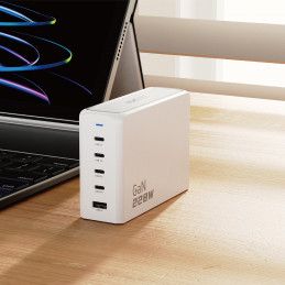 DUDAO A228EU 228Watt GaN 4xUSB-C+ 1xUSB-A Universaali Valkoinen AC Pikalataus Sisätila