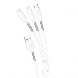 DUDAO L8s Upgrade 3in1 USB cable USB-kaapeli 1,2 m USB A USB C Micro USB-A Lightning Valkoinen