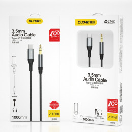 DUDAO audio cable USB-C - mini jack 3.5mm 1m gray L11PROT - Kabel - Audio Multimedia USB-kaapeli USB C Harmaa