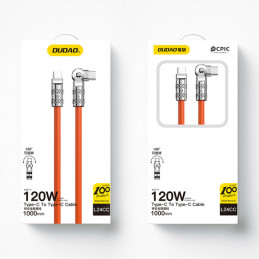 DUDAO L24CC 120W USB-C - USB-C Cable USB-kaapeli 1 m USB C Oranssi