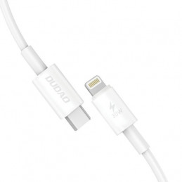 DUDAO USB C cable - Lightning 30W PD 1m - white Valkoinen