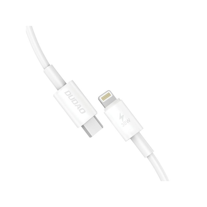 DUDAO USB C cable - Lightning 30W PD 1m - white Valkoinen