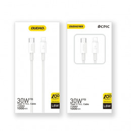 DUDAO USB C cable - Lightning 30W PD 1m - white Valkoinen