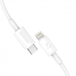 DUDAO USB C cable - Lightning 30W PD 1m - white Valkoinen