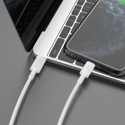 DUDAO USB C cable - Lightning 30W PD 1m - white Valkoinen