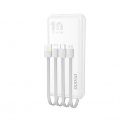 DUDAO K6Pro Universal 10000mAh Power Bank with USB Cable Type C Lightning white