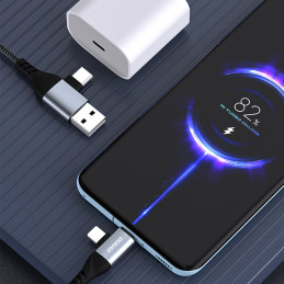 DUDAO L20PRO 4-in-1 fast Charging Cable USB-kaapeli 1 m USB A USB C USB C Lightning Musta, Harmaa