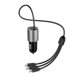 DUDAO R5ProN 3.4A Car Charger Built-in cables Universaali Harmaa Tupakansytytin Pikalataus Auto