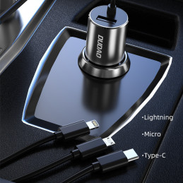 DUDAO R5ProN 3.4A Car Charger Built-in cables Universaali Harmaa Tupakansytytin Pikalataus Auto