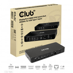 CLUB3D DisplayPort HDMI KVM Switch Dock 4K60Hz For USB Type-C inputs