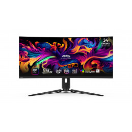 MSI MAG 341CQP QD-OLED tietokoneen litteä näyttö 86,4 cm (34") 3440 x 1440 pikseliä UltraWide Quad HD QDOLED Musta