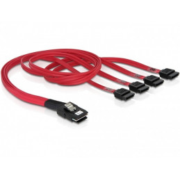 DeLOCK Cable mini SAS 36pin to 4x SATA SCSI-kaapeli Punainen 0,5 m