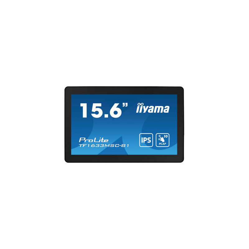 iiyama ProLite TF1633MSC-B1 tietokoneen litteä näyttö 39,6 cm (15.6") 1920 x 1080 pikseliä Full HD Kosketusnäyttö Musta