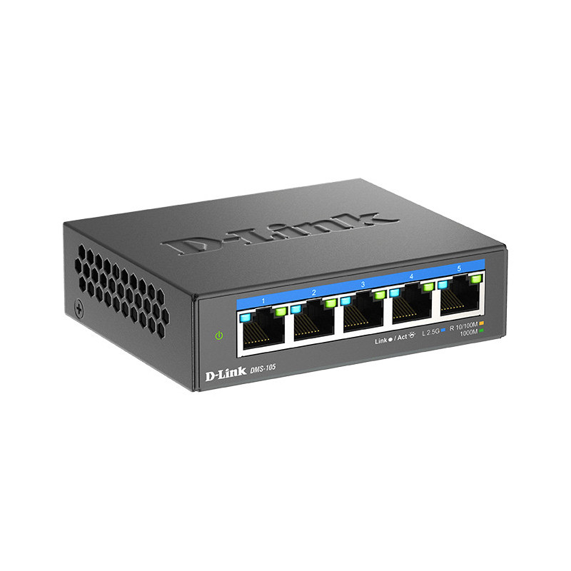 D-Link DMS-105 Hallitsematon L2 2.5G Ethernet (100 1000 2500) Musta