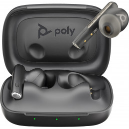 POLY Voyager Free 60 UC -nappikuulokkeet + BT700 USB-A -sovitin + peruslatauskotelo, hiilenmusta