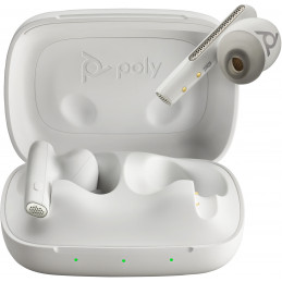 POLY Voyager Free 60 UC -nappikuulokkeet + BT700 USB-A -sovitin + peruslatauskotelo, hiekanvalkoinen