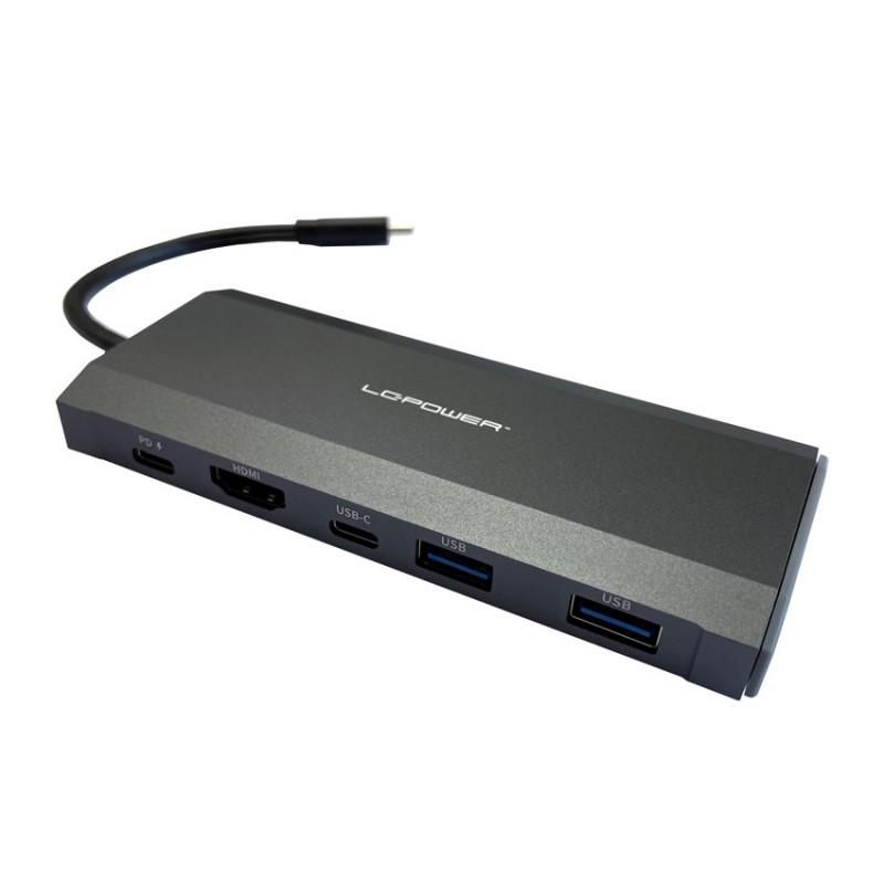 LC-Power LC-HUB-C-MULTI-7-M2 keskitin USB 3.2 Gen 1 (3.1 Gen 1) Type-C 5000 Mbit s Antrasiitti