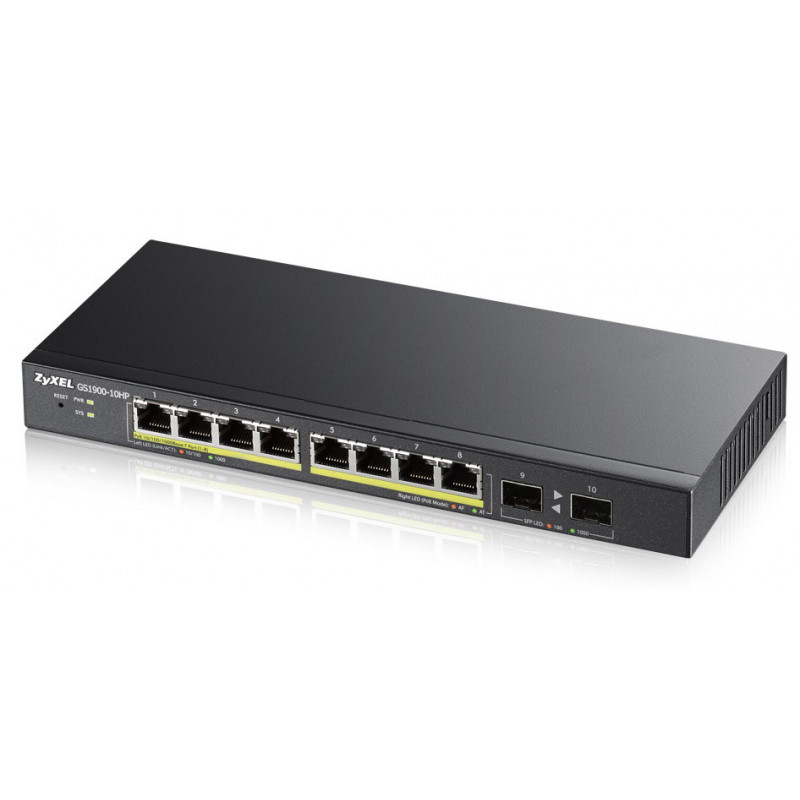 Zyxel GS1900-10HP verkkokytkin Hallittu L2 Gigabit Ethernet (10 100 1000) Power over Ethernet -tuki Musta