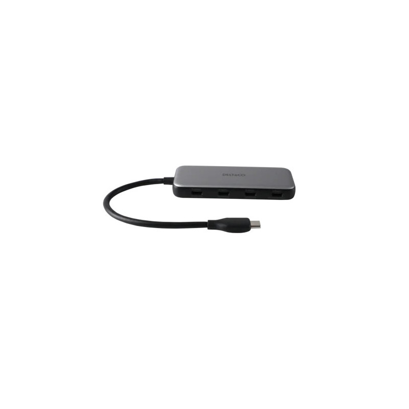 Deltaco USBC-HUB204 keskitin USB Type-C 5000 Mbit s Harmaa