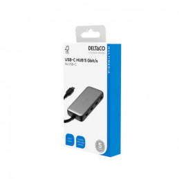 Deltaco USBC-HUB204 keskitin USB Type-C 5000 Mbit s Harmaa