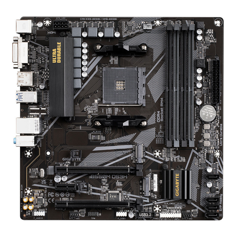 Gigabyte B550MDS3H emolevy AMD B550 Kanta AM4 mikro ATX