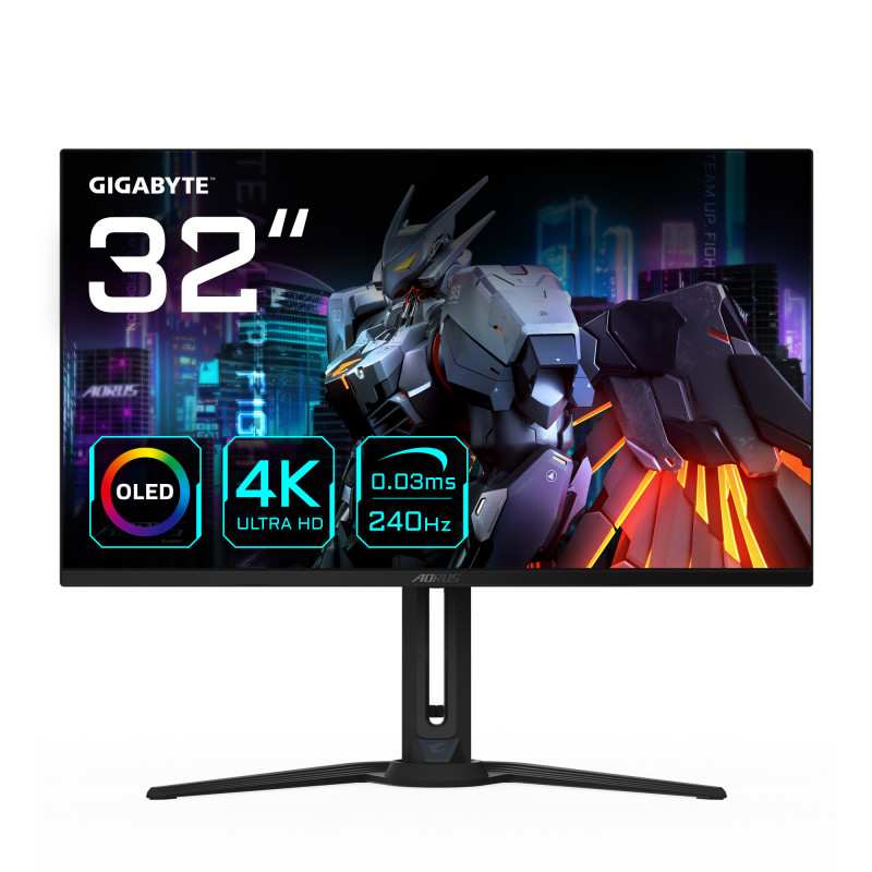 AORUS FO32U2 tietokoneen litteä näyttö 80 cm (31.5") 3840 x 2160 pikseliä 4K Ultra HD OLED Musta