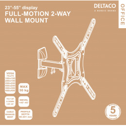 Deltaco ARM-0254 TV-kiinnike 139,7 cm (55") Musta