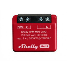 Shelly 1PM Mini Gen3 Älykytkin 1P Punainen
