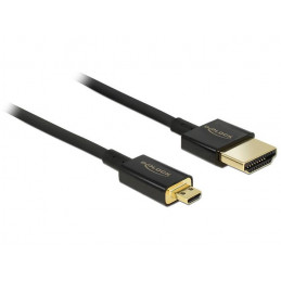 DeLOCK HDMI-A HDMI Micro-D, 2 m HDMI-kaapeli HDMI-tyyppi A (vakio) HDMI-tyyppi D (mikro) Musta