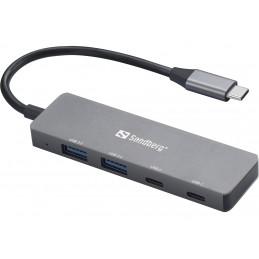 Sandberg 136-50 keskitin USB Type-C 5000 Mbit s Harmaa