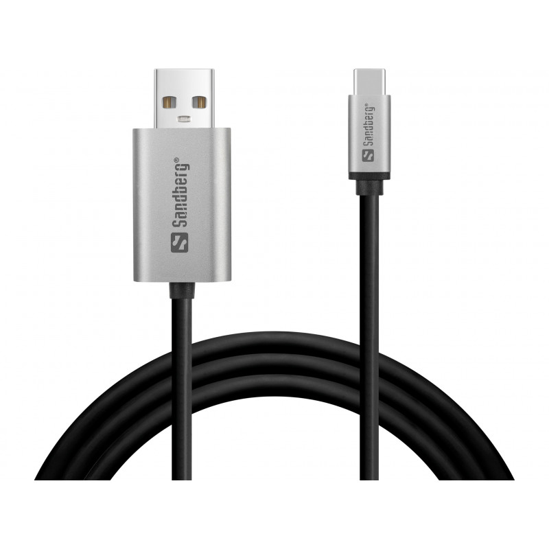 Sandberg 136-51 videokaapeli-adapteri 2 m USB Type-C DisplayPort Musta, Harmaa