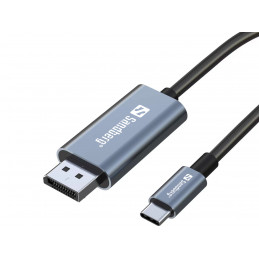 Sandberg 136-51 videokaapeli-adapteri 2 m USB Type-C DisplayPort Musta, Harmaa