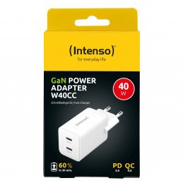 Intenso POWER ADAPTER 2XUSB-C GAN 7804012 Universaali Valkoinen AC Pikalataus Sisätila