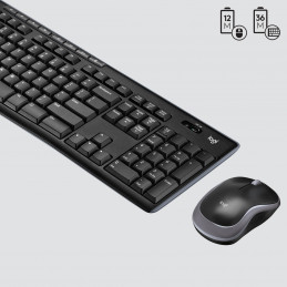 Logitech Wireless Combo MK270 näppäimistö Sisältää hiiren Langaton RF QWERTY Kansainvälinen (US) musta, Hopea