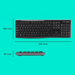 Logitech Wireless Combo MK270 näppäimistö Sisältää hiiren Langaton RF QWERTY Kansainvälinen (US) musta, Hopea