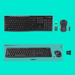 Logitech Wireless Combo MK270 näppäimistö Sisältää hiiren Langaton RF QWERTY Kansainvälinen (US) musta, Hopea