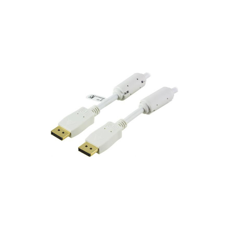 Deltaco DP-1011 DisplayPort-kaapeli 1 m Valkoinen